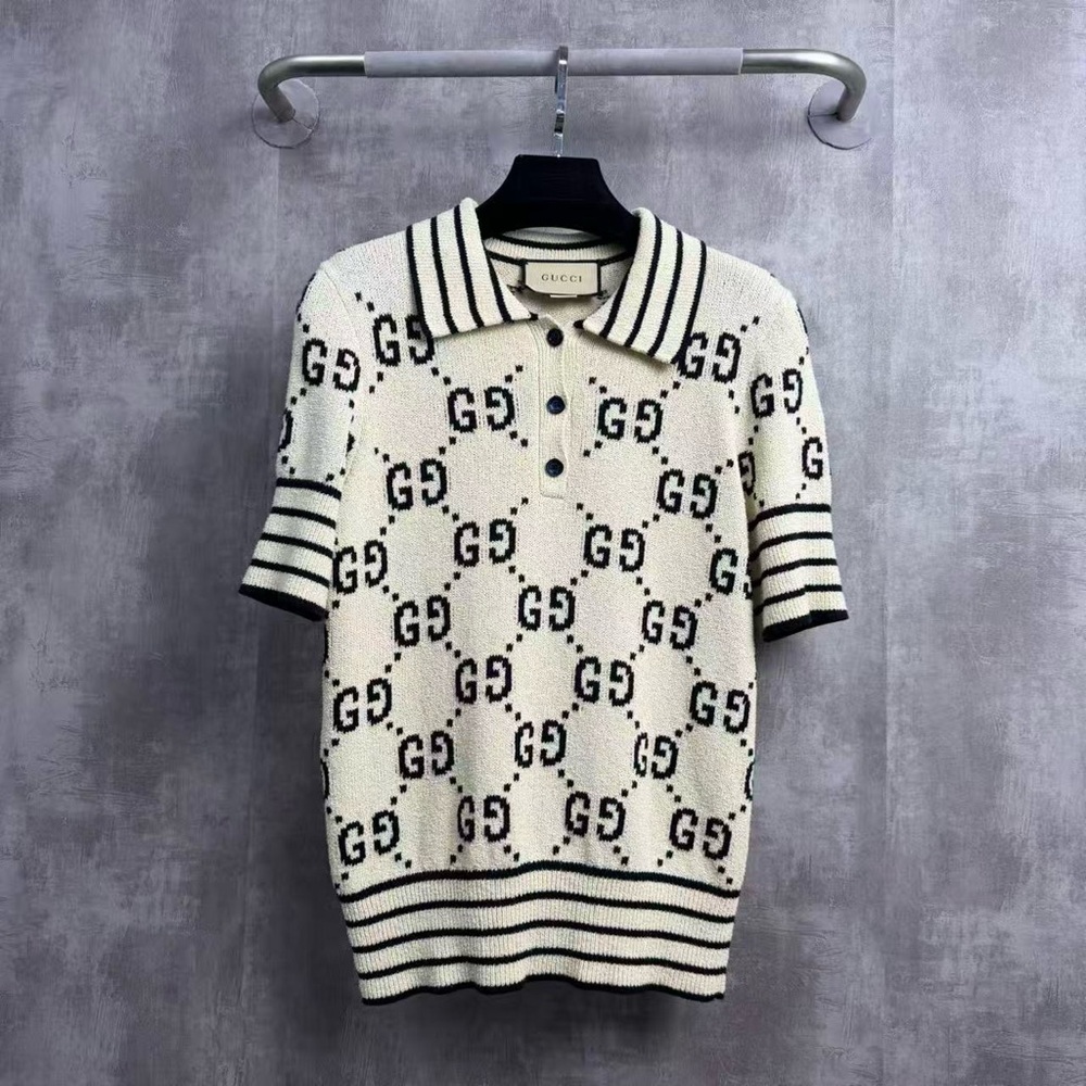 Authentic Gucci woMen's Polo Shirt in Cream and Black